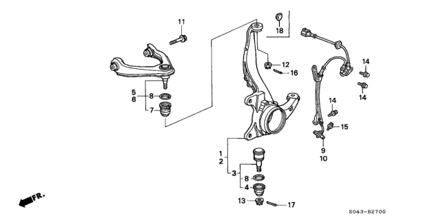 1997 Honda Civic Knuckle, Right Front (Abs) Diagram for 51210-S04-N10