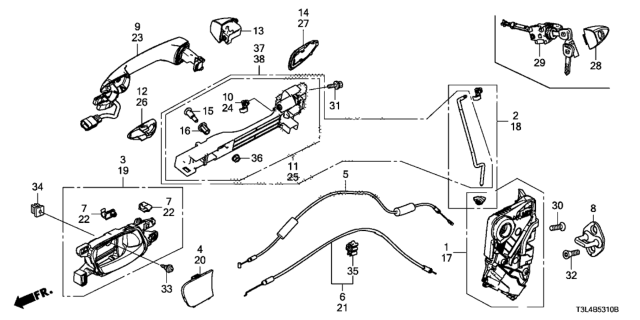2016 Honda Accord Handle Left, Front Diagram for 72181-T2A-F71