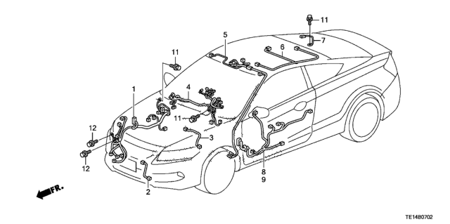 2012 Honda Accord Sub-Wire Harness, Audio (Include Sub-Feeder) Diagram for 32118-TE0-C00