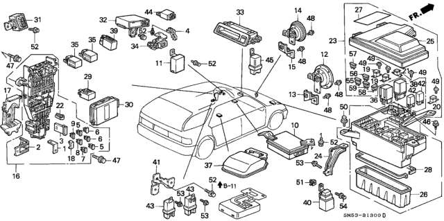 1991 Honda Accord Box Assembly, Relay Diagram for 38250-SM5-A11