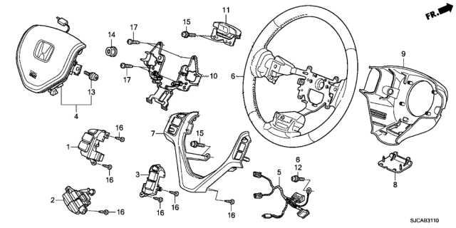 2014 Honda Ridgeline Steering Wheel (SRS) Diagram