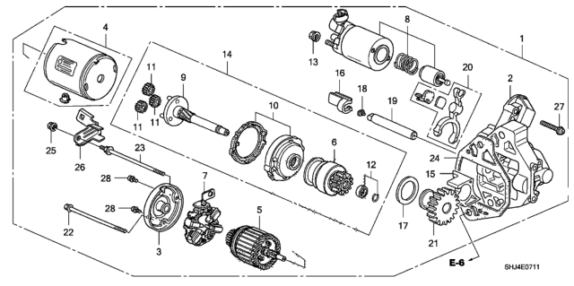 2010 Honda Odyssey Clutch, Overrunning Diagram for 31207-RDJ-A01