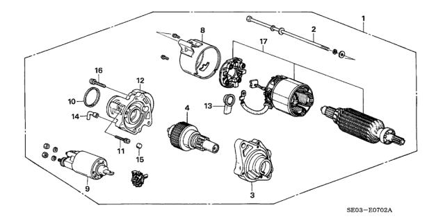 1988 Honda Accord Starter Motor Assembly Diagram for 31200-PD2-664