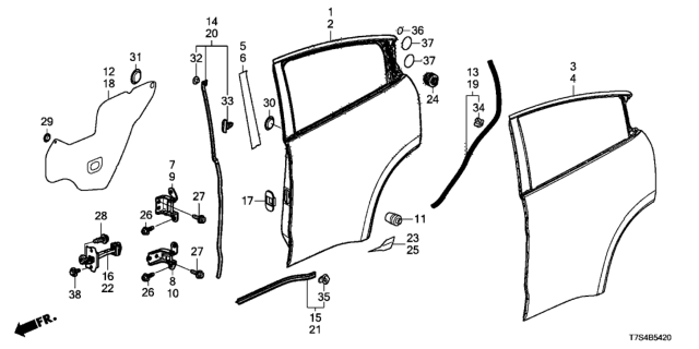 2016 Honda HR-V Rear Door Panels Diagram
