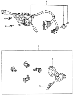 1981 Honda Civic Steering Wheel Switch - Lock Set Diagram