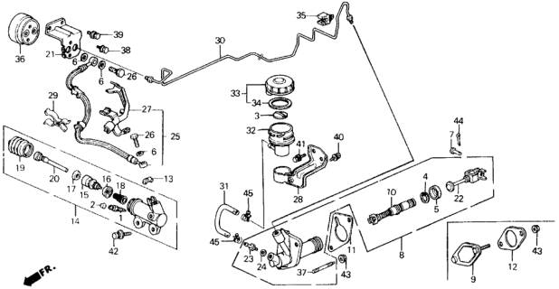 1989 Honda Prelude Master Cylinder Assembly, Clutch Diagram for 46920-SF1-A04