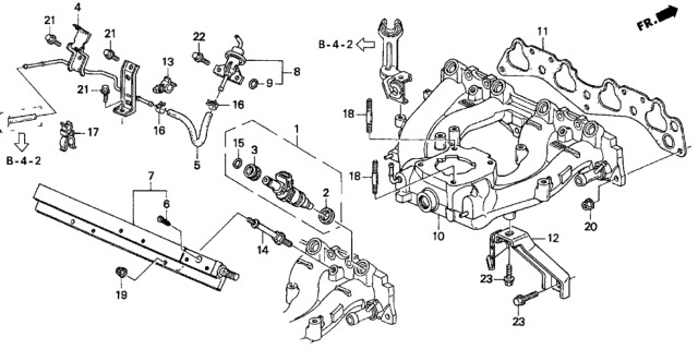 1996 Honda Del Sol Manifold, Intake Diagram for 17100-P1Z-A00