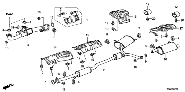 2012 Honda Accord Exhaust Pipe (V6) Diagram