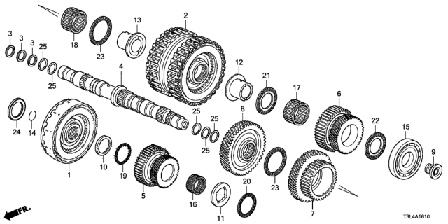 2016 Honda Accord AT Secondary Shaft - Clutch (Low/2nd-5th) Diagram
