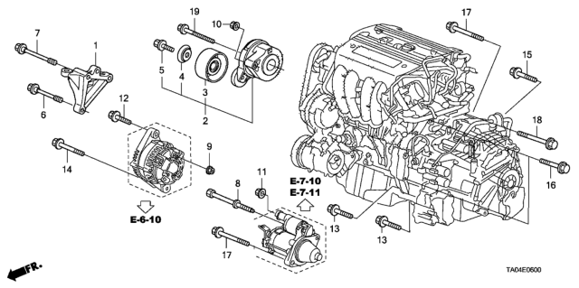 2008 Honda Accord Engine Mounting Bracket (L4) Diagram