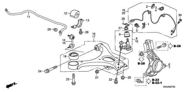 2009 Honda Civic Sensor Assembly, Right Front Diagram for 57450-SNE-A01