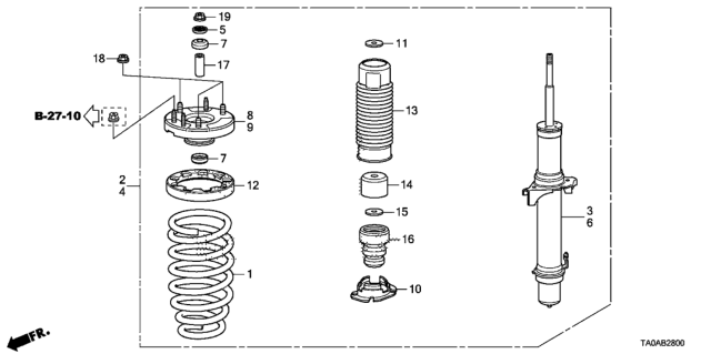 2012 Honda Accord Spring, Front Diagram for 51401-TA5-A22