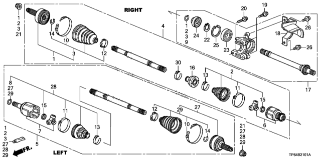 2015 Honda Crosstour Driveshaft Assembly-, R Diagram for 44305-TY4-A71