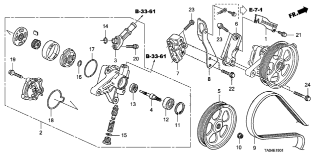 2009 Honda Accord Pulley, Power Steering Pump Diagram for 56483-RCA-A01