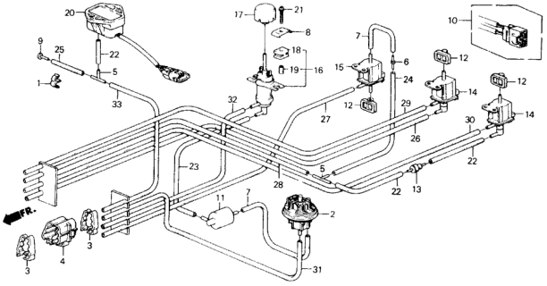 1989 Honda Accord Air Cleaner Vacuum Tubing (PGM-FI) Diagram