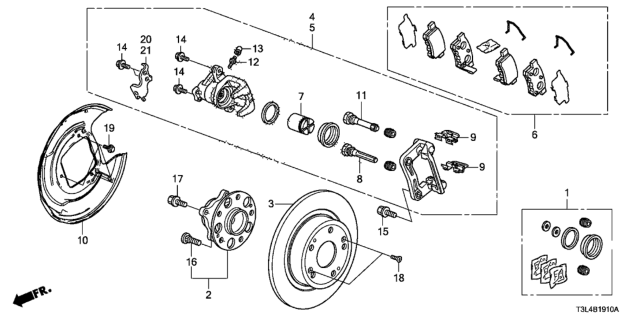 2013 Honda Accord Bearing Assembly, Rear Hub U Diagram for 42200-T2A-A51