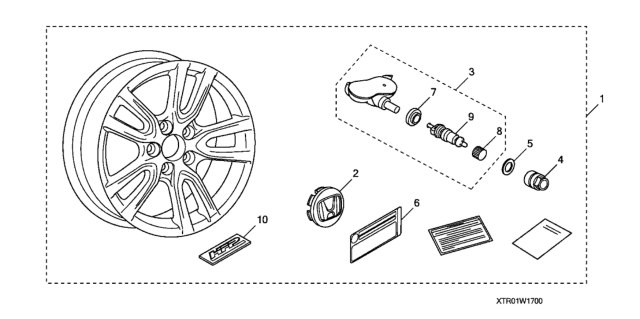 2013 Honda Civic Wheel, Alloy (17") Diagram for 08W17-TR0-101