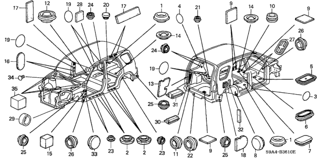 2002 Honda CR-V Grommet Diagram