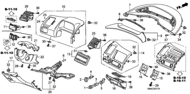2011 Honda Civic Instrument Panel Garnish (Driver Side) Diagram