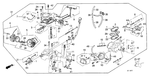 1985 Honda Civic Carburetor Assembly (Ea10A) Diagram for 16100-PE1-735