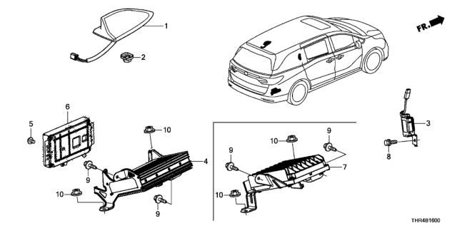 2020 Honda Odyssey Antenna Assembly, Roof (Crystal Black Pearl) Diagram for 39150-THR-A12ZE