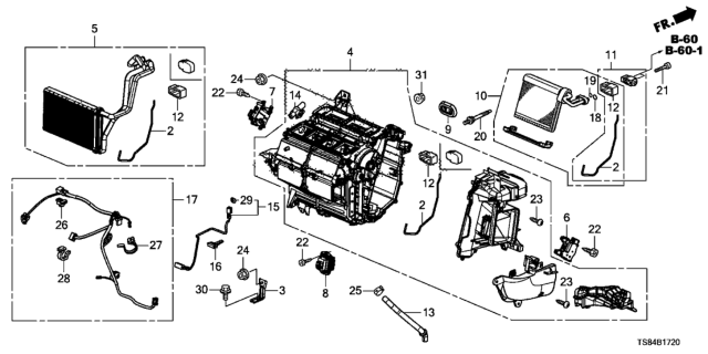 2012 Honda Civic Core Sub-Assembly, Heater Diagram for 79115-TR3-Y01