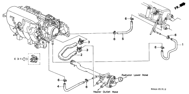1998 Honda Civic Water Hose Diagram