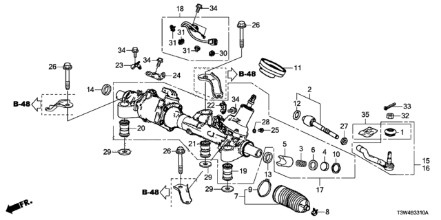2015 Honda Accord Hybrid Box Sub, Power Steering Gear Diagram for 53601-T3Z-A01