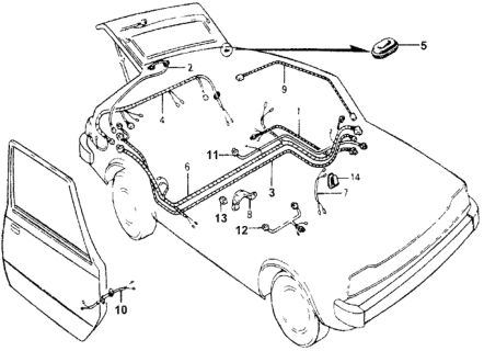 1977 Honda Accord Wire, R. Side Diagram for 32120-671-670