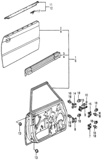1985 Honda Accord Molding Assy., L. FR. Door Diagram for 75805-SA6-671