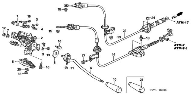 2004 Honda Pilot Bracket Set, Select Lever Diagram for 54020-S9V-A51