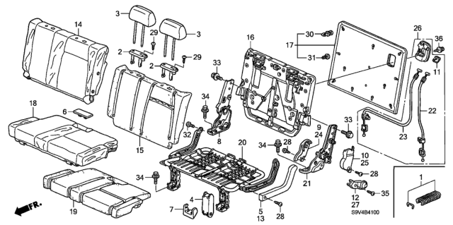 2004 Honda Pilot Cover, Left Rear Seat Cushion Trim (Saddle) (Leather) Diagram for 82531-S9V-A31ZC