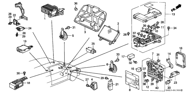 1989 Honda CRX Box Assembly, Fuse Diagram for 38200-SH3-A01