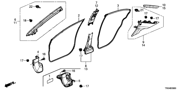 2012 Honda Civic Garnish Assy., L. RR. Pillar *YR400L* (SIENNA BEIGE) Diagram for 84180-TR0-003ZC