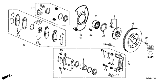 2014 Honda Fit EV Clip, Pad Diagram for 45237-S9A-003