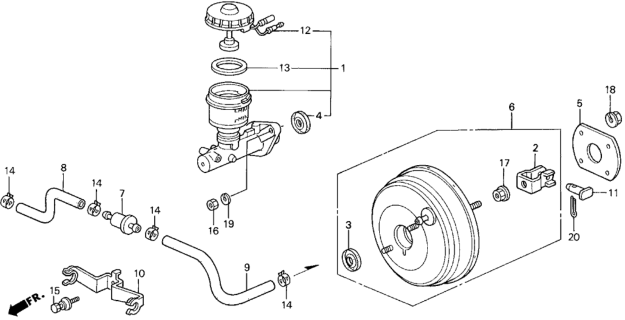 1993 Honda Prelude Brake Master Cylinder  - Master Power Diagram