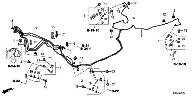 2013 Honda CR-Z Pipe V, Brake Diagram for 46375-SZT-G00