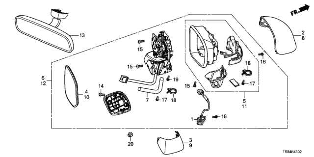 2015 Honda Civic Cap, Passenger Side (Modern Steel Metallic) Diagram for 76201-TR4-A01ZF