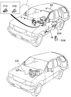 1996 Honda Passport Wiring Harness (Cabin) Diagram