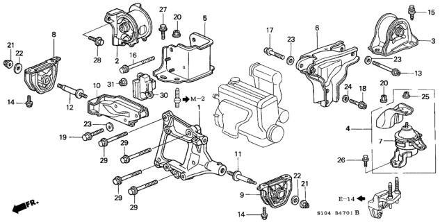 1999 Honda CR-V Rubber, R. FR. Stopper Insulator (MT) Diagram for 50841-ST0-N10