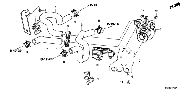 2013 Honda Civic Hose, Water Outlet Diagram for 79725-TR2-A00