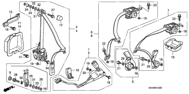 2007 Honda Civic Protector, R. FR. Seat Belt Diagram for 81491-SVA-A00