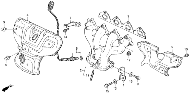 1997 Honda Del Sol Manifold Assembly, Exhuast Diagram for 18100-PEM-G00