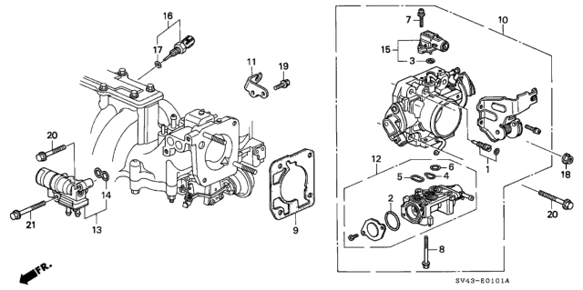 1995 Honda Accord Body Assembly, Throttle Diagram for 16400-P0G-A61