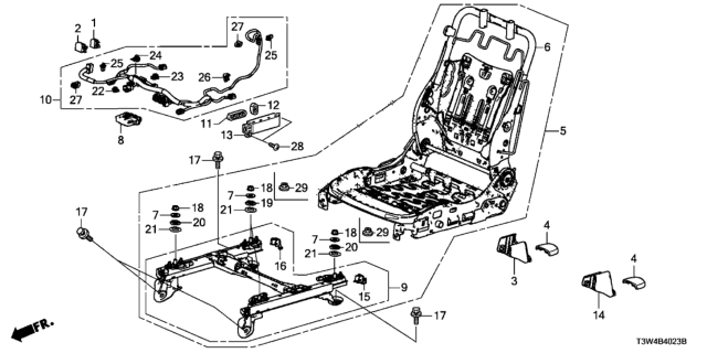 2015 Honda Accord Hybrid Frame, R. FR. Seat Diagram for 81136-T2G-L42