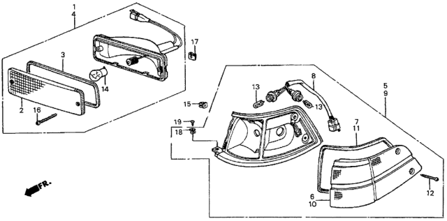 1985 Honda Prelude Light Assembly, Right Front Position Diagram for 33600-SB0-672