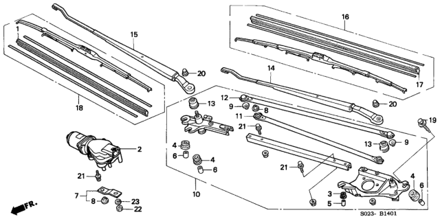 1996 Honda Civic Arm, Windshield Wiper (Driver Side) Diagram for 76600-S04-A01