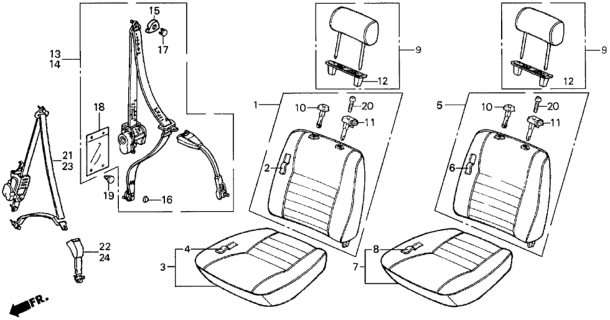 1984 Honda Civic Seat Belt Assembly, Right Front (Palmy Gray) Diagram for 776A1-SB4-Z01ZB