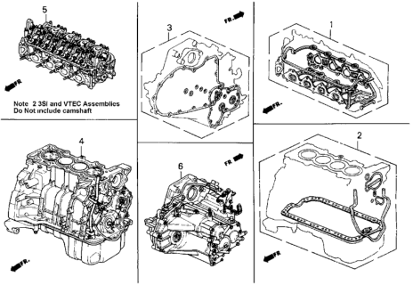 1993 Honda Prelude Gasket Kit, Cylinder Block Diagram for 06111-PT0-010