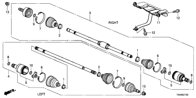 2015 Honda Fit Band, Outboard Shaft Boot Diagram for 44318-T5R-A11